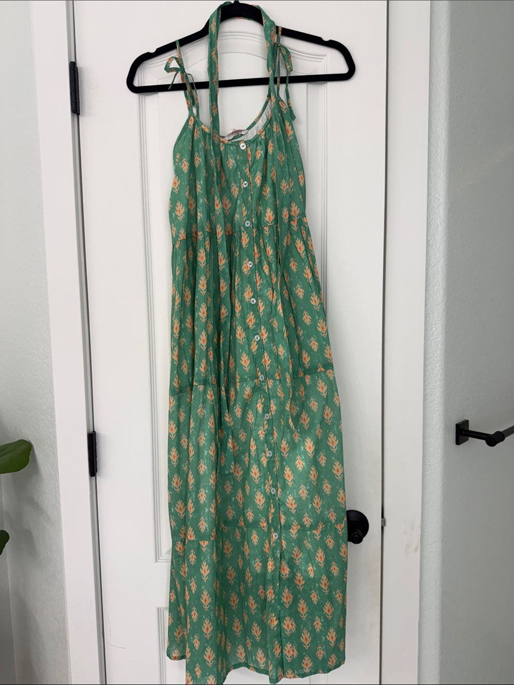 Marea Siesta Tie Dress Green with Peach Floral Print